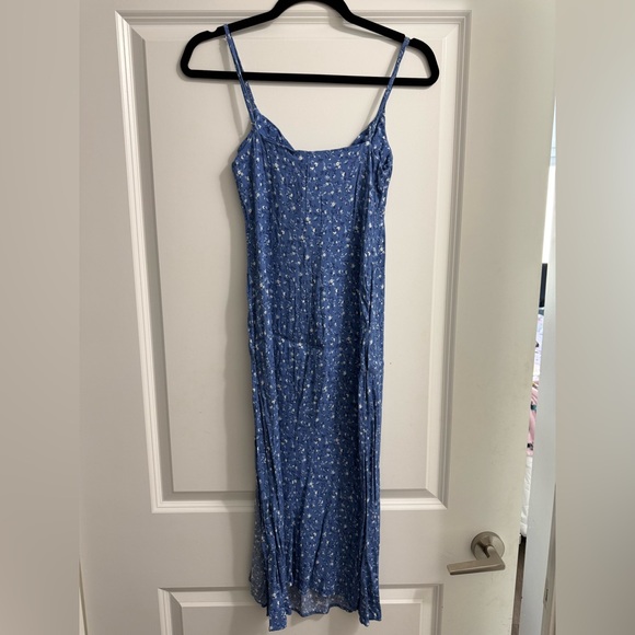 Reformation Blue Floral Slip Maxi Dress with Side Slit - Picture 2 of 4